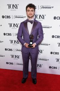 Daniel Radcliffe, wins the Best Performance by a Featured Actor in a Musical at the 77th Annual Tony Awards held at the David H. Koch Theater at Lincoln Center on June 16, 2024 in New York City.
