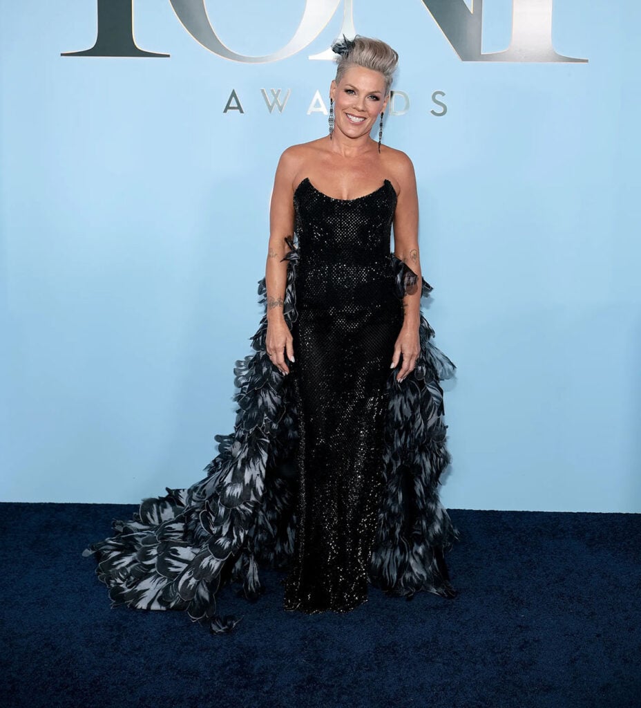 Pink wearing Jean Louis Sabaji Fall 2024 Couture at the 2026 Tony Awards in New York
