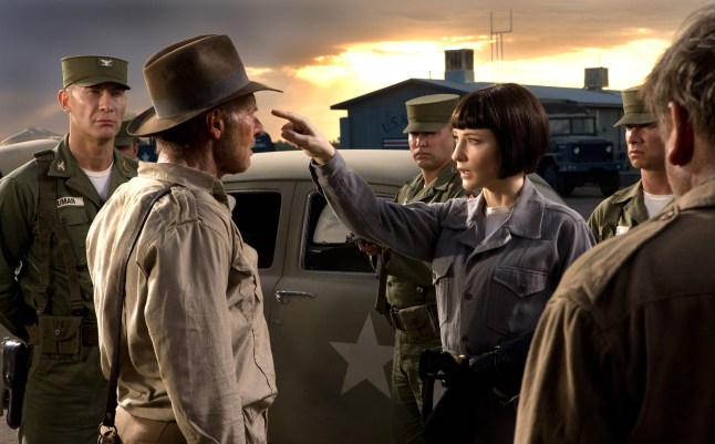 Editorial use only. No book cover usage. Mandatory Credit: Photo by Paramount/Everett/Shutterstock (676756l) 'Indiana Jones and the Kingdom of the Crystal Skull ', Igor Jijikine (left), Harrison Ford (front left), Cate Blanchett (right of center, pointing) 'Indiana Jones 4' film - 2008