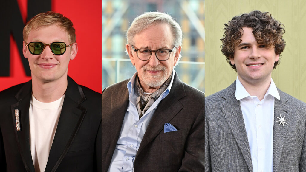 Steven Spielberg’s Advice for ‘Obsession’ and ‘Backrooms’ Directors Curry Barker, Steven Spielberg and Kane Parsons.