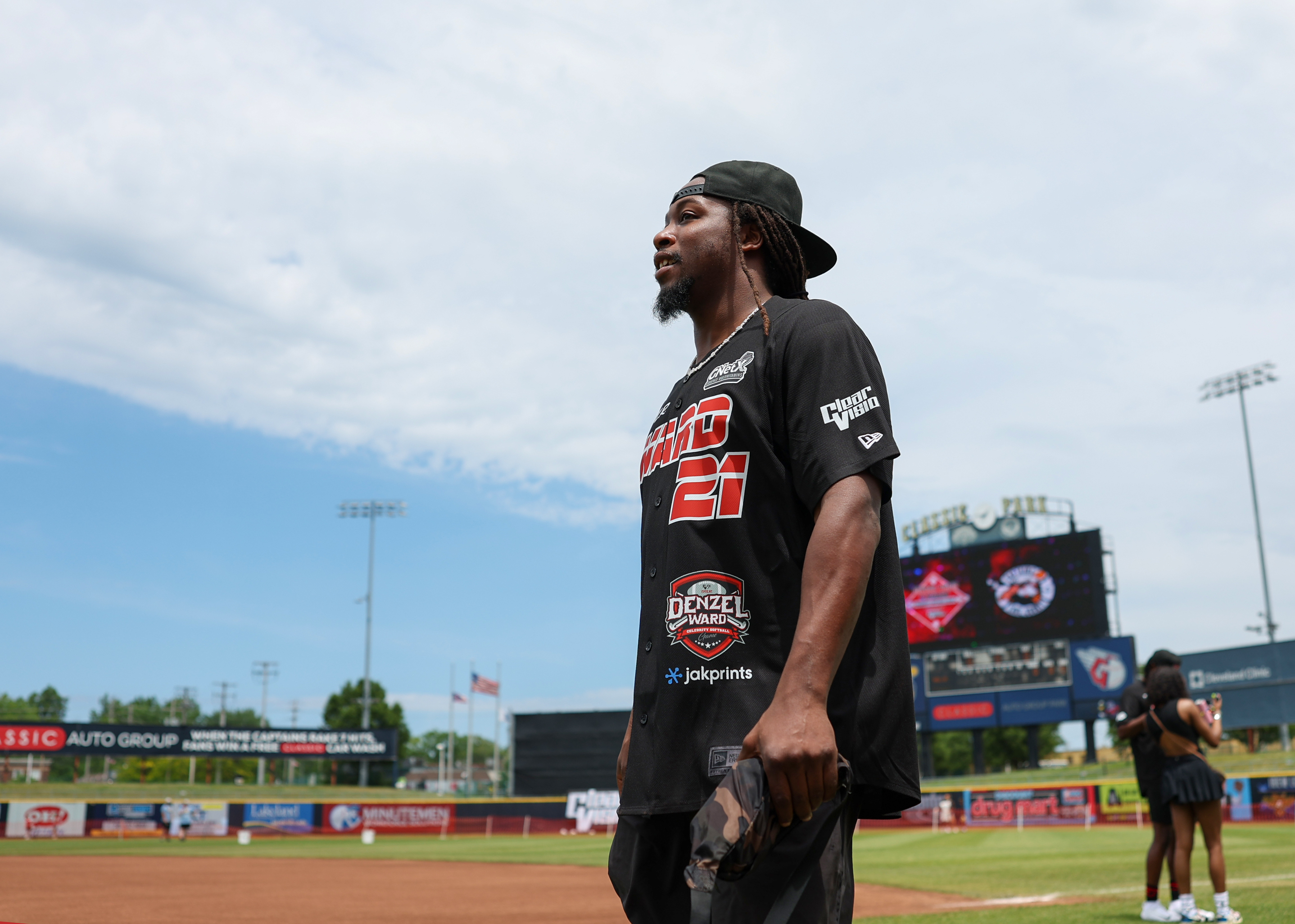 Photos from the Denzel Ward celebrity softball game, June 6,...