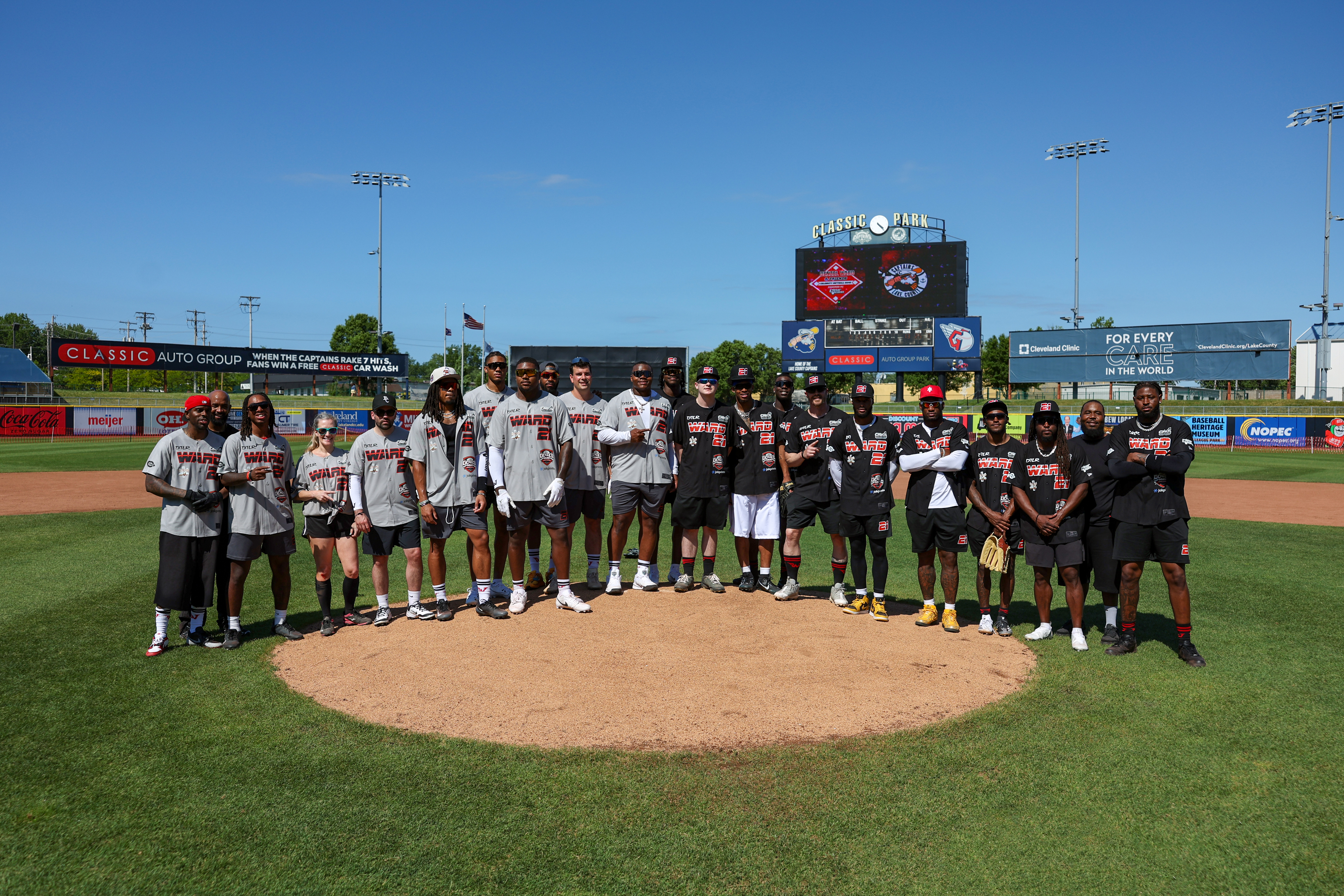 Photos from the Denzel Ward celebrity softball game, June 6,...