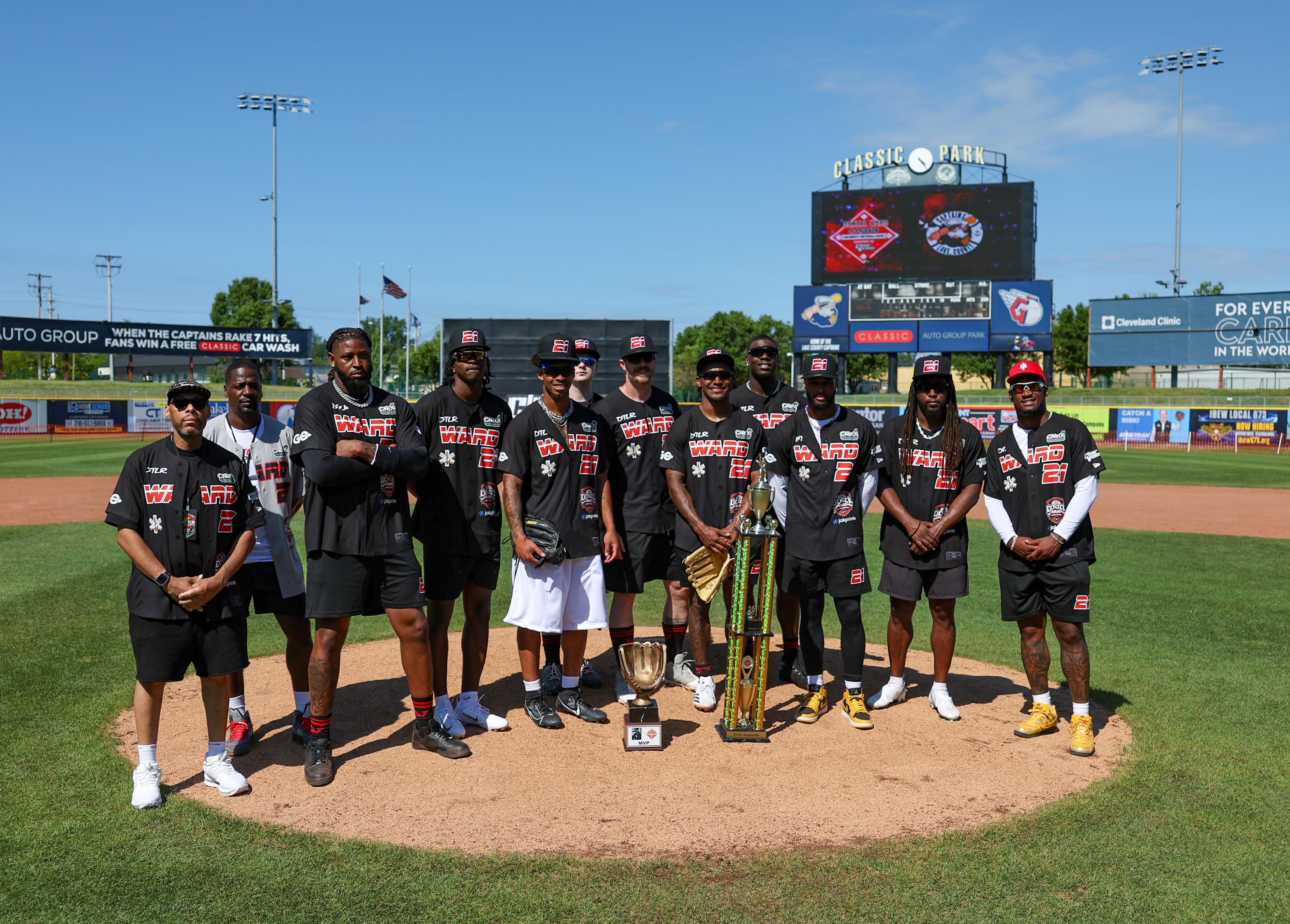 Photos from the Denzel Ward celebrity softball game, June 6,...