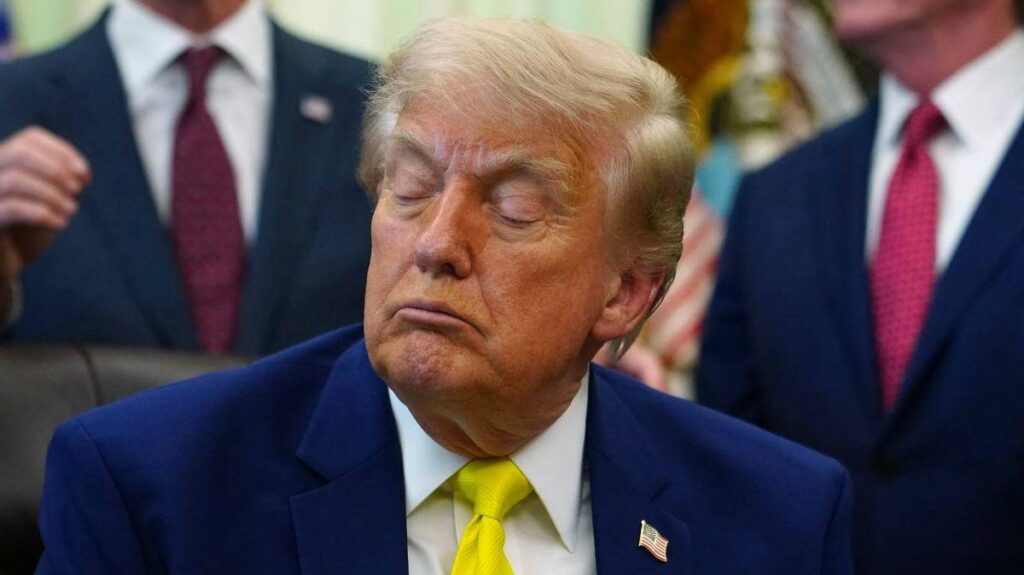 Donald Trump sparks new health concerns among his supporters as he falls asleep live on Fox News during a policy meeting | While several people stood behind him giving speeches, Trump was seen taking a nap at his desk.