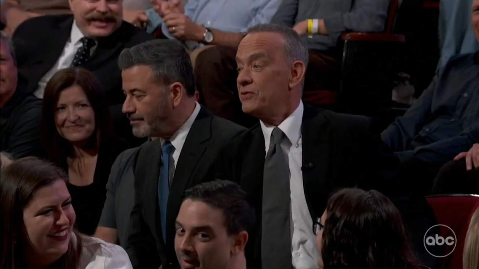 Tom Hanks does the Toy Story Flop (Andy’s coming!) on Jimmy Kimmel Live