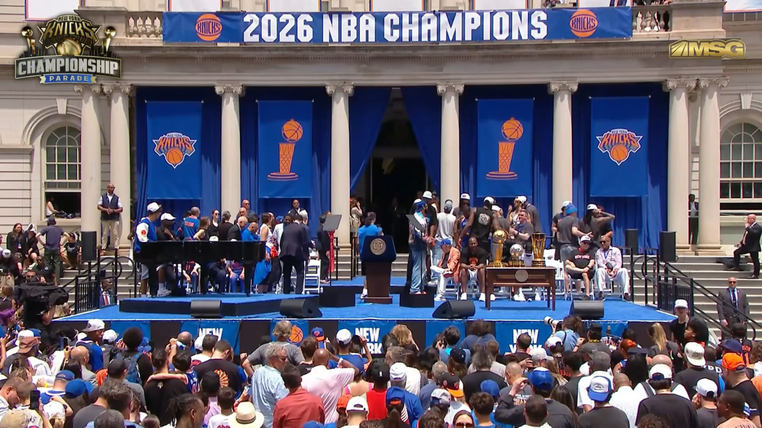 Alicia Keys Sings "Empire State of Mind" at Knicks Championship Parade With Knicks Team, Zohran Mamdani, & More Celebrities