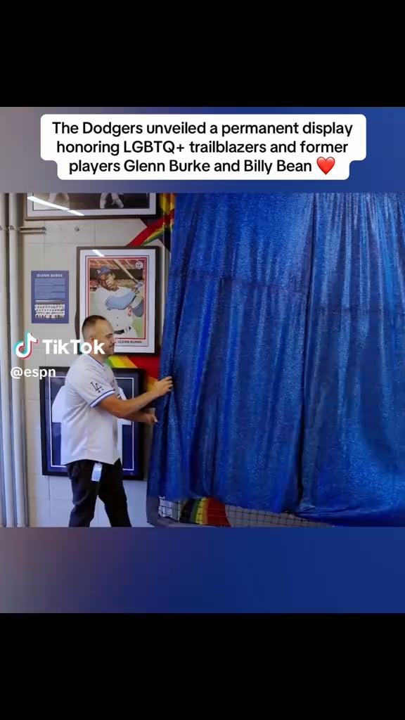 The Dodgers unveiled a permanent display honoring LGBTQ + trailblazers and former players Glenn Burke and Billy Bean