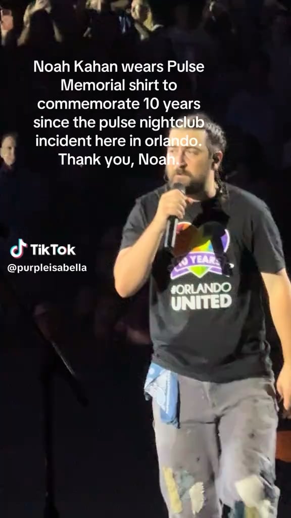 Noah Kahan wears a Pulse Memorial shirt to commemorate 10 years since the Pulse nightclub shooting in Orlando, Fl.