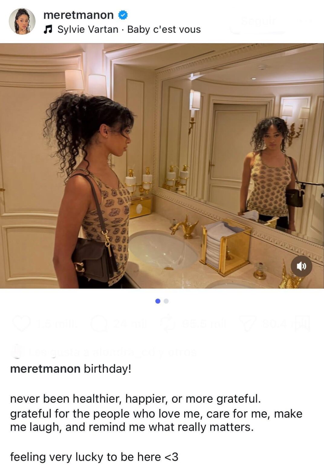 Manon on Instagram for her 24th birthday: “birthday! never been healthier, happier, or more grateful. grateful for the people who love me, care for me, make me laugh, and remind me what really matters.”