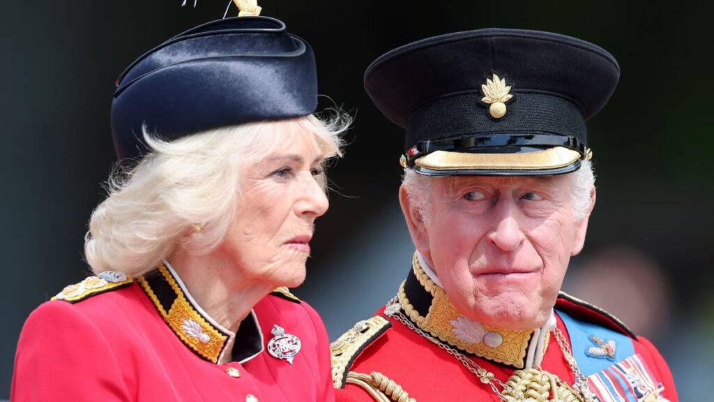 King Charles pauses duties for loving gesture towards Queen Camilla at Trooping the Colour King Charles pauses duties for loving gesture towards Queen Camilla at Trooping the Colour