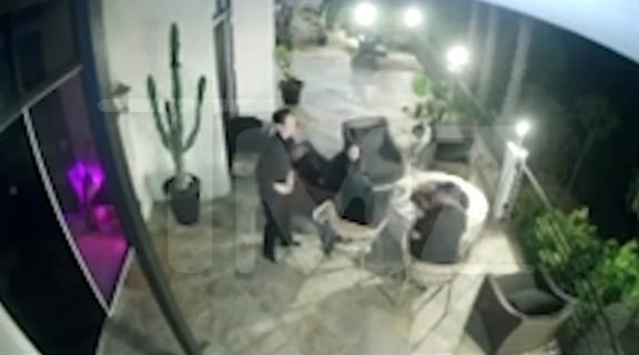 Newly surfaced video appears to show Tom Sandoval shoving ex-girlfriend Victoria Lee Robinson's dad, Will Robinson, into a lit fire pit during a heated confrontation