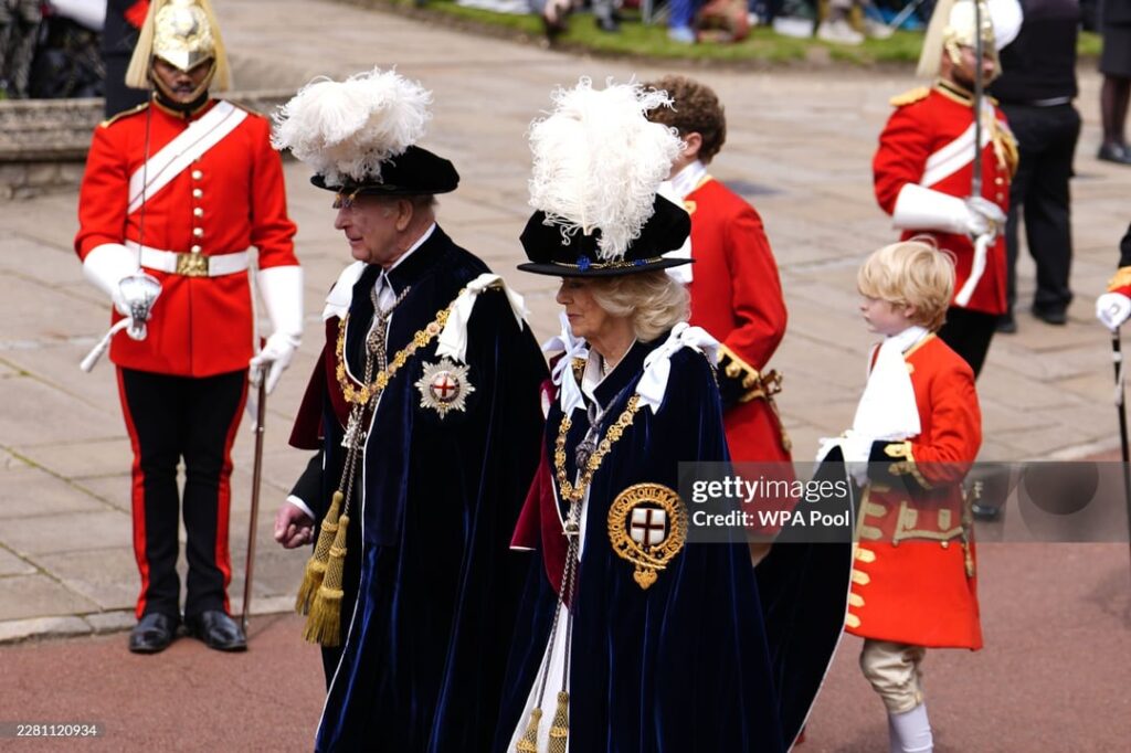 The British Royal family at the Order of the Garter service today