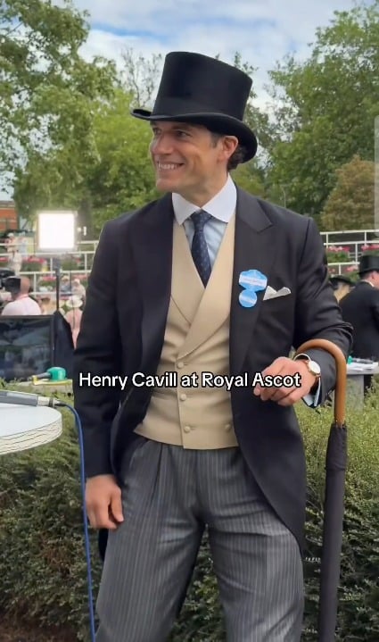 Henry Cavill at the Royal Asot Racecourse, in Ascot UK showing off his Vintage gear