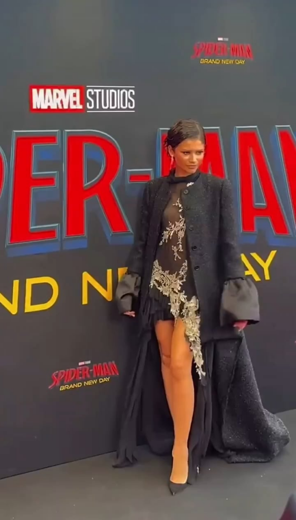 Zendaya in Alexander Mcqueen F/W26 at the 'Spider-Man: Brand New Day' Event in Amsterdam