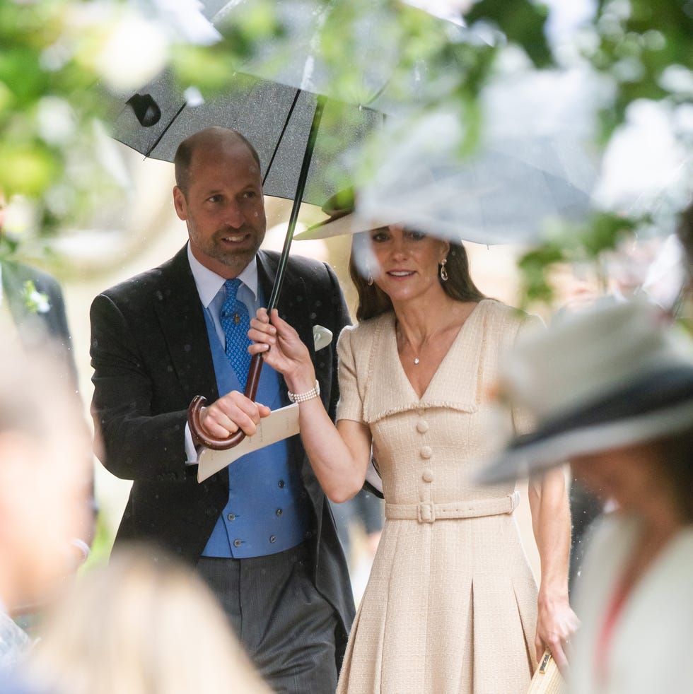 Peter Phillips Marries Harriet Sperling In Gloucestershire kemble, england june 06: catherine, princess of wales and prince william, prince of wales leave the royal wedding of peter phillips and harriet sperling at all saints church on june 06, 2026 in kemble, england. (photo by samir hussein/wireimage)