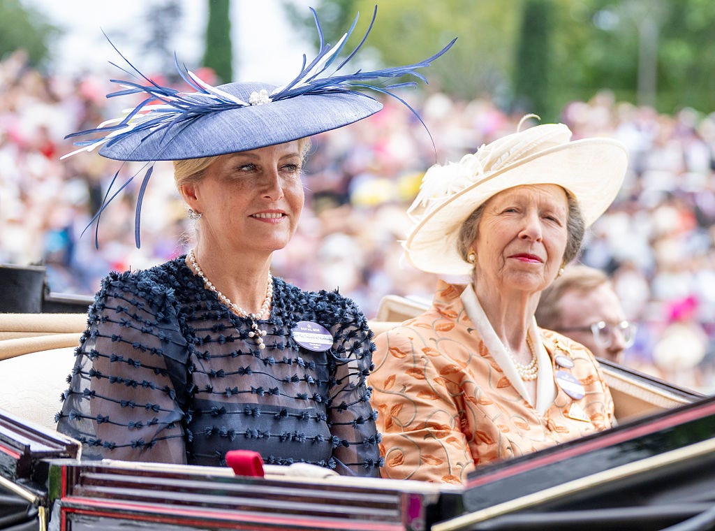 ascot, england june 18 sophie, duchess of edinburgh and princess anne, princess royal on day three of royal ascot 2026 at ascot racecourse on june 18, 2026 in ascot, england photo by mark cuthbertuk press via getty images
