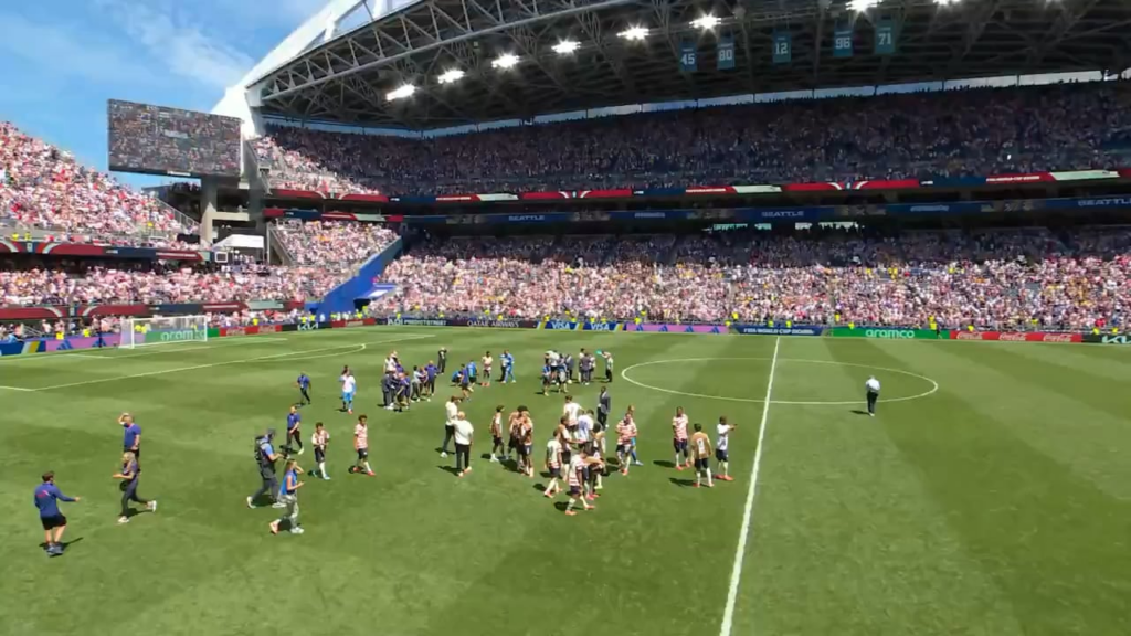 The crowd at Seattle Stadium sang John Denver’s 'Take Me Home, Country Roads' after Team USA defeated Australia 2-0 & advanced to the knockout stage of the 2026 FIFA World Cup.