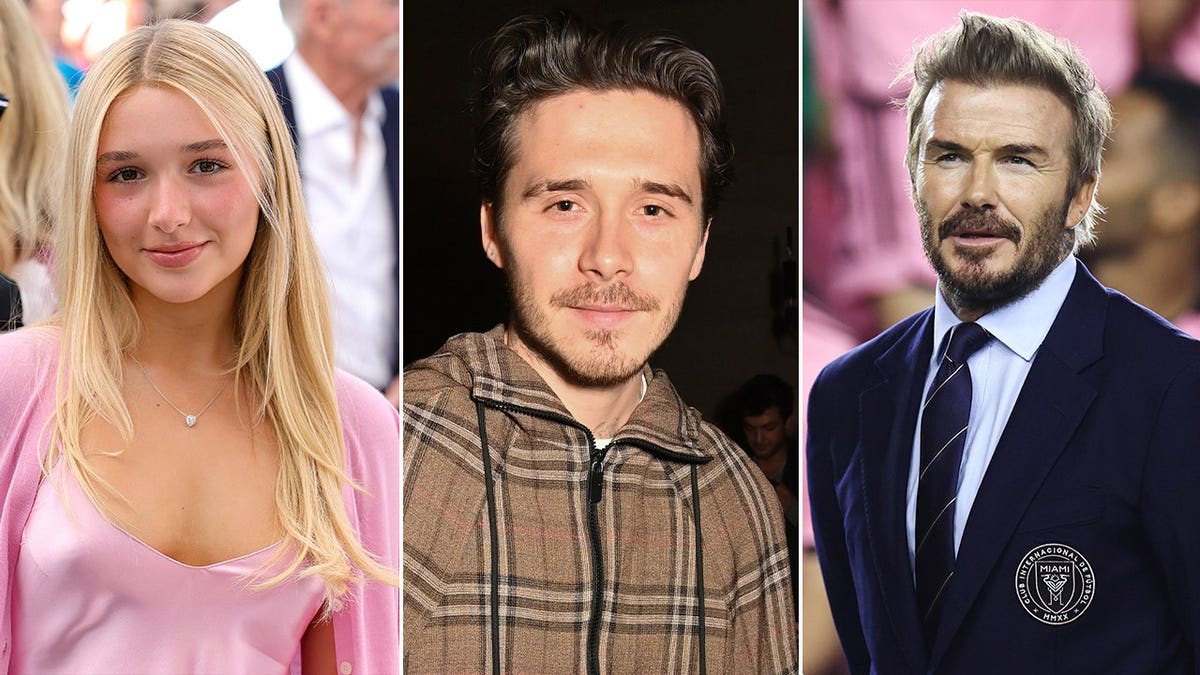 Harper Beckham, Brooklyn Beckham and David Beckham