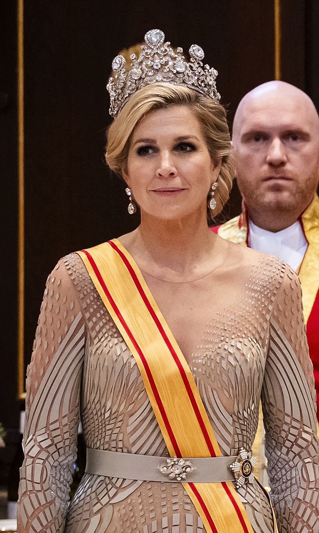 The Dutch queen paired her modern design with the legendary Stuart Tiara, one of the most important jewels in the House of Orange-Nassau collection.
