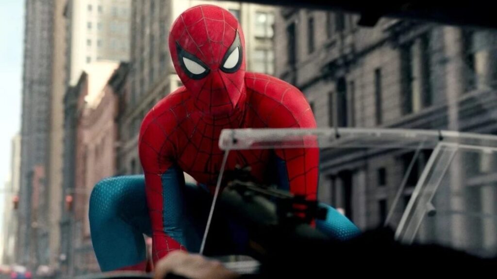 Hulk, Punisher join Peter Parker in Spider-Man: Brand New Day trailer SPider Man in full costume holding onto hood of moving car using webbing