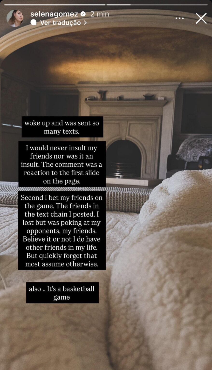 Selena Gomez shuts down claims that she was shading Taylor Swift for supporting the Knicks: “I’d never insult my friends nor was it an insult. Second I bet my friends on the game. The friends in the text chain I posted. I lost but was poking at my opponents, my friends.”