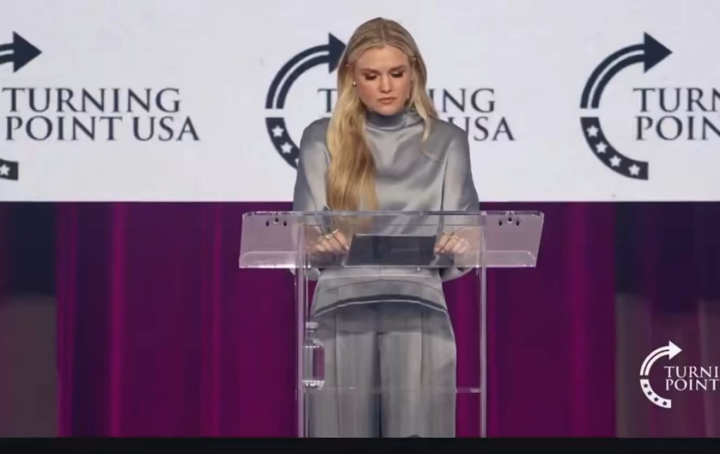 "Turning Point USA event: Audience member interrupts Erika shouting, 'Erika protects pedophiles!'"