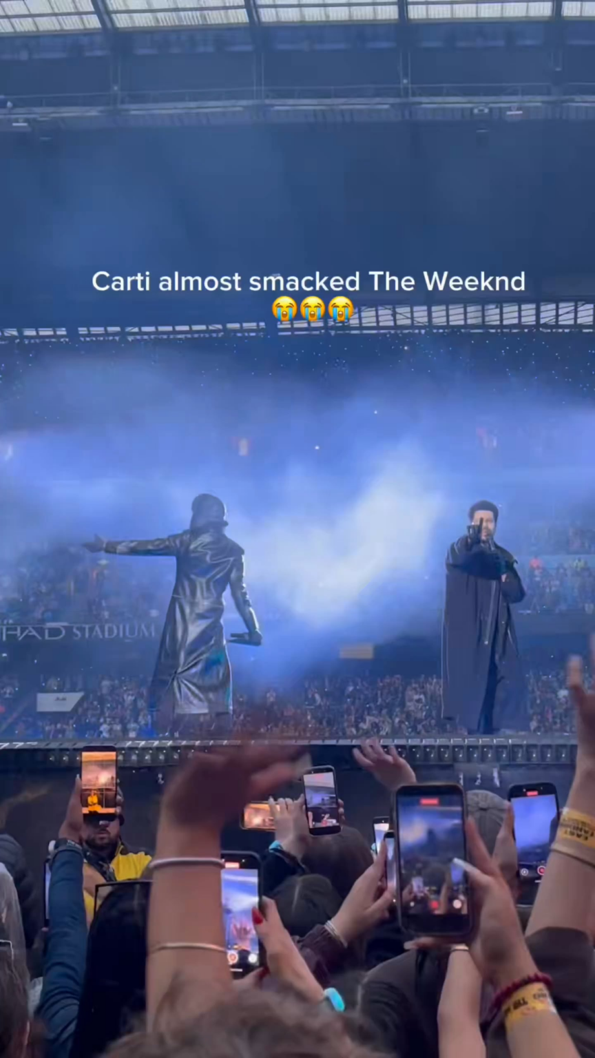 Playboi Carti almost smacked The Weeknd on stage during their concert in Manchester😭