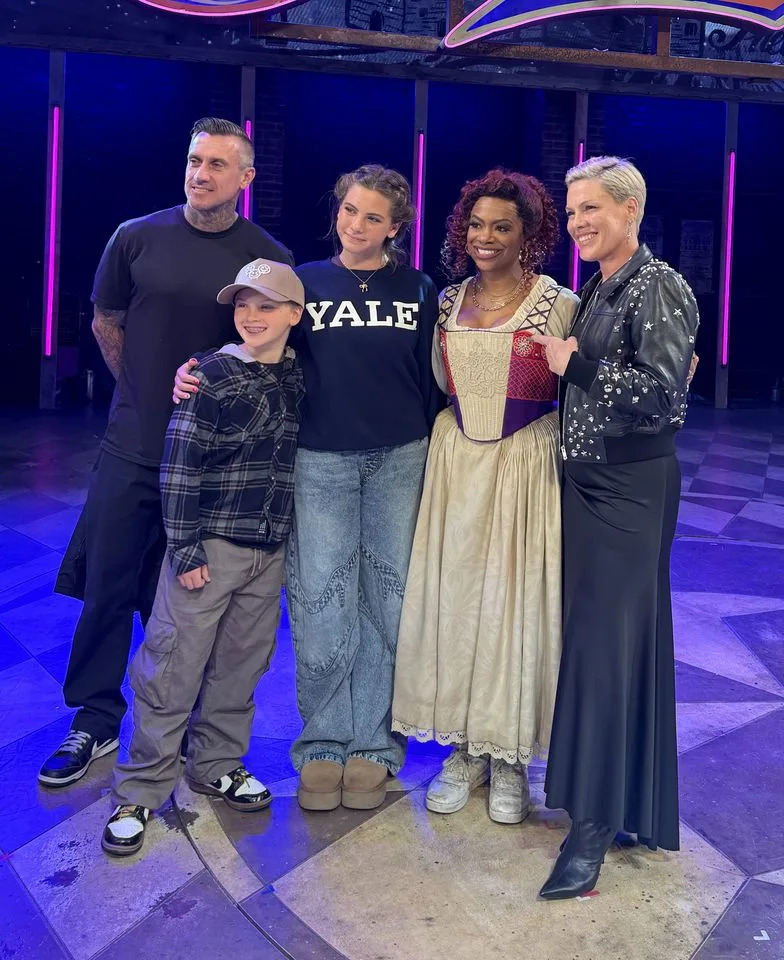Carey Hart, Jameson Hart, Willow Hart, Kandi Burruss and Pink pose backstage at the '& Juliet' musical on March 7, 2026 in New York CityCredit: Getty Images