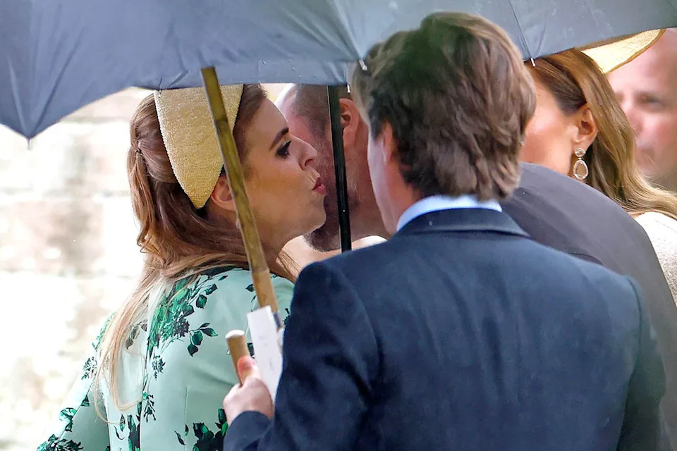 Princess Beatrice greets Prince William with a kiss on the cheek at Peter Phillips to Harriet Sperling on Saturday, June 6, 2026Credit: Max Mumby/Indigo/Getty