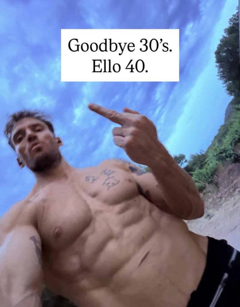 “Goodbye 30’s. Ello 40.’’ Sam Claflin shares a new birthday selfie on Instagram.