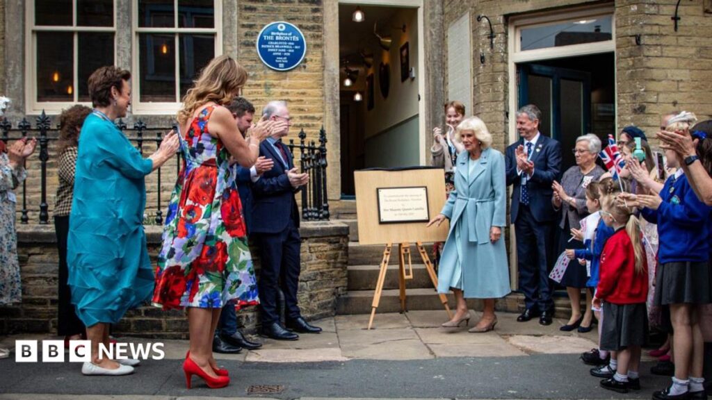 Queen Camilla becomes Royal Patron of Bradford Brontë Birthplace Queen Camilla leaves the Brontë house to a round of applause.