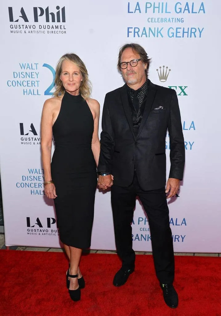 Helen Hunt and Jeffrey Nordling attend The Los Angeles Philharmonic's 20th Anniversary Gala honoring Frank Gehry at Walt Disney Concert Hall on October 05, 2023 in Los Angeles, California.