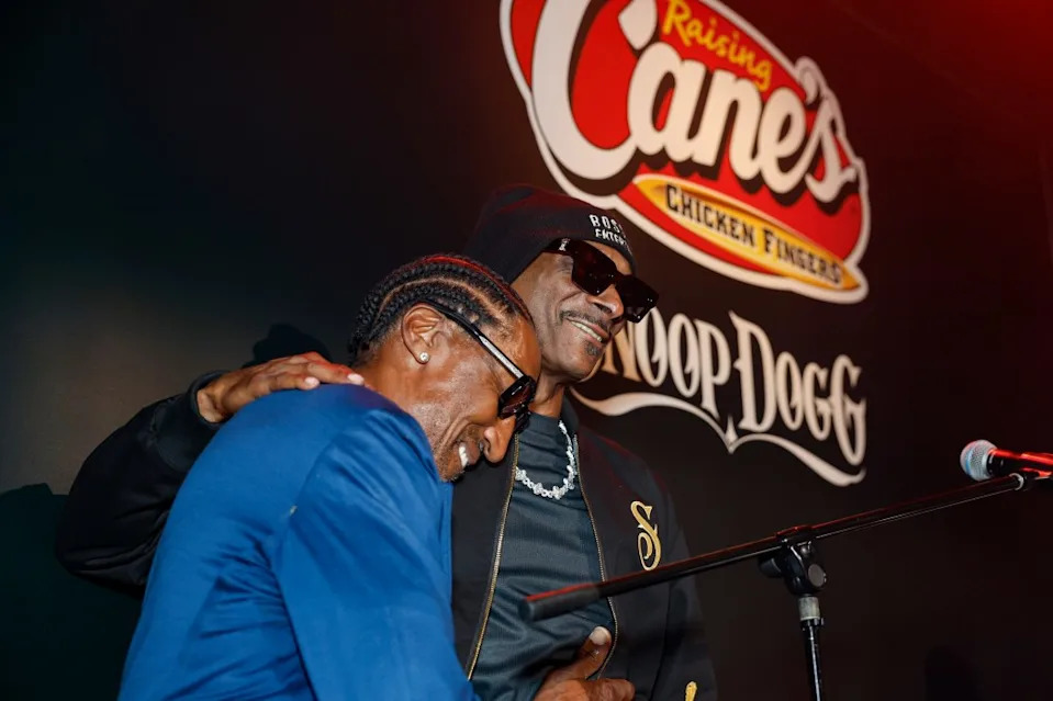 Scottie Pippen and Snoop Dogg embraced at the Cane’s postgame bash in Inglewood. Maddie Knight