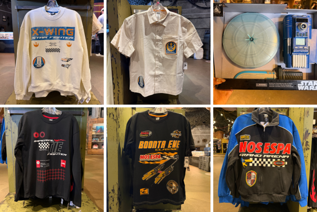 New Star Wars apparel and toys at Downtown Disney Star Wars Trading Post.