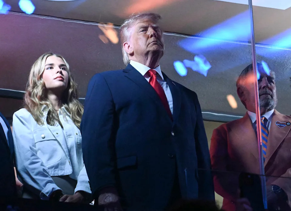 Kai Trump, President Trump and Knicks owner James Dolan.