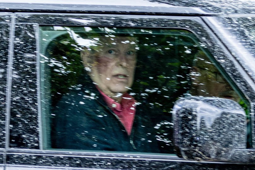 Andrew Mountbatten-Windsor has been spotted out driving with a large red mark on his right cheek.