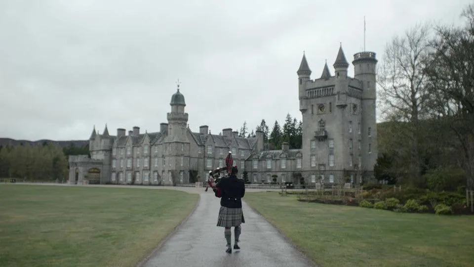 The King's piper plays at Balmoral in a scene from surprise birthday tribute to Sir David Attenborough