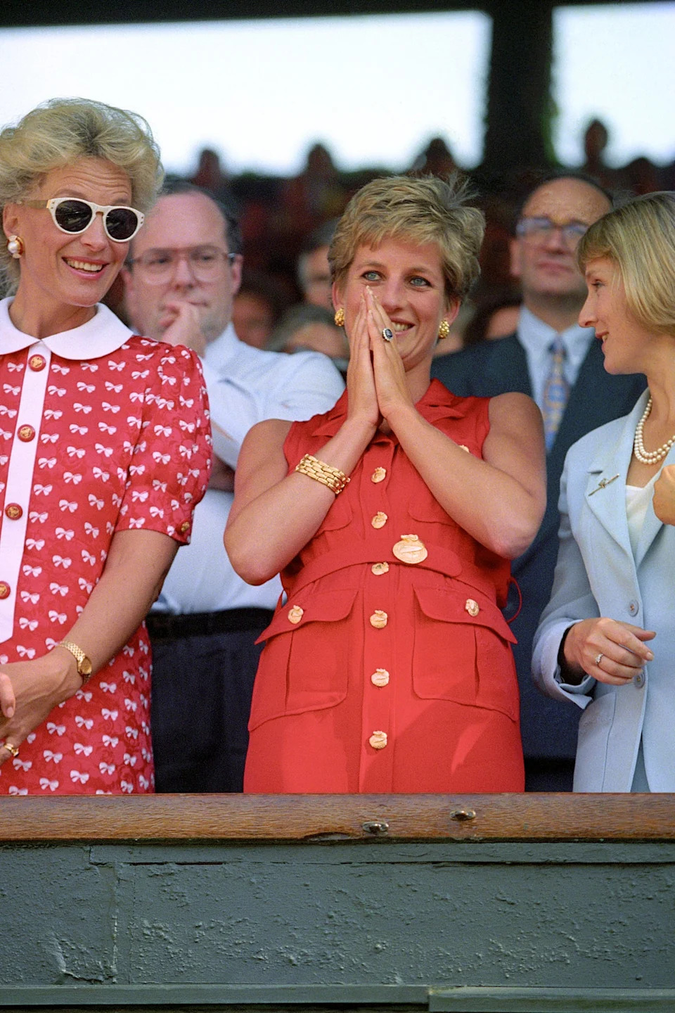 Diana wore red and gold for the 1994 Wimbledon men’s singles final (Neil Munns/PA)
