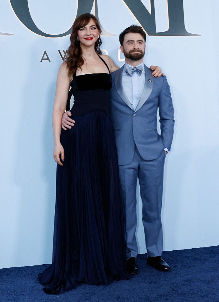 british actor daniel radcliffe and partner us actress erin darke attend the 79th annual tony awards at radio city music hall in new york on june 7, 2026 photo by kena betancur  afp via getty images
