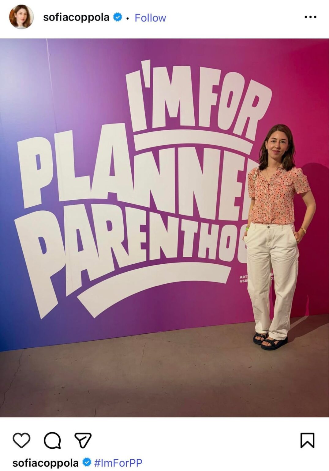 Sofia Coppola on Trump defunding Planned Parenthood: “My mom was a supporter of Planned Parenthood and her generation fought for all these rights that we took for granted. It's hard to believe that my daughter's generation won't have these basic rights that are so fundamental.”