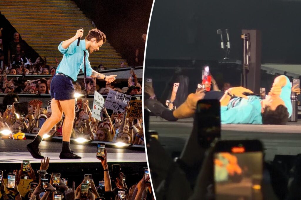Harry Styles chokes on water, collapses on stage while performing during heatwave
