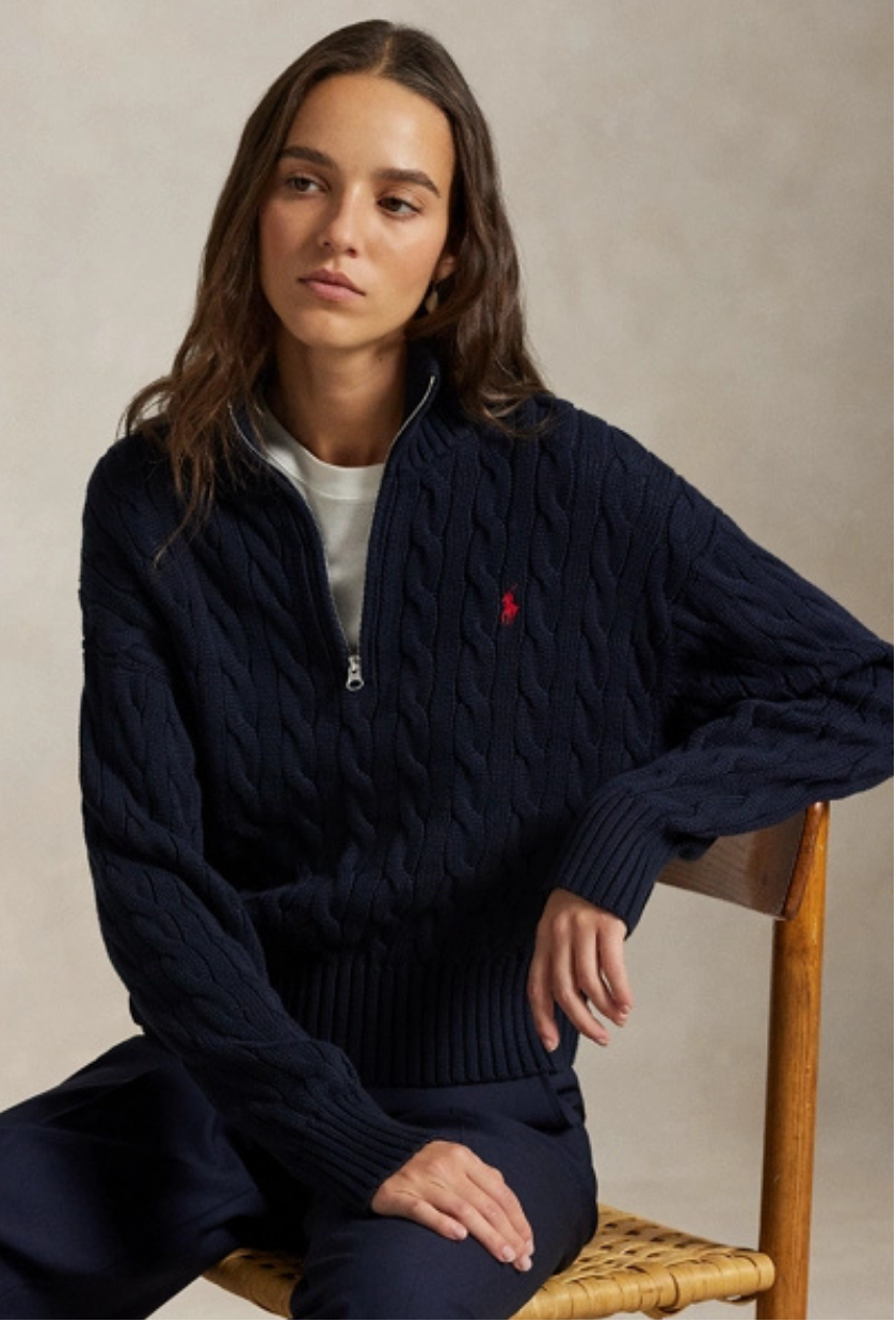 Polo Ralph Lauren, Cable Knit Cotton Quarter Zip Jumper