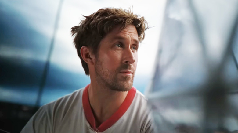 Ryan Gosling's Ryland Grace looks off to his left in Project Hail Mary