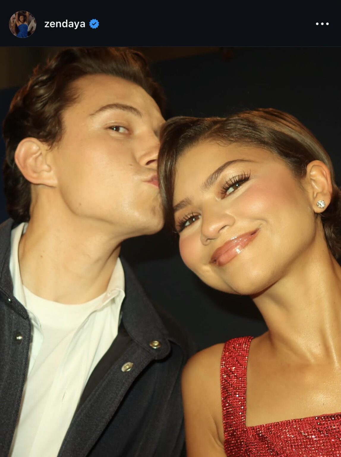 Zendaya shares photo with Tom Holland from the Spider-Man Brand New Day press tour