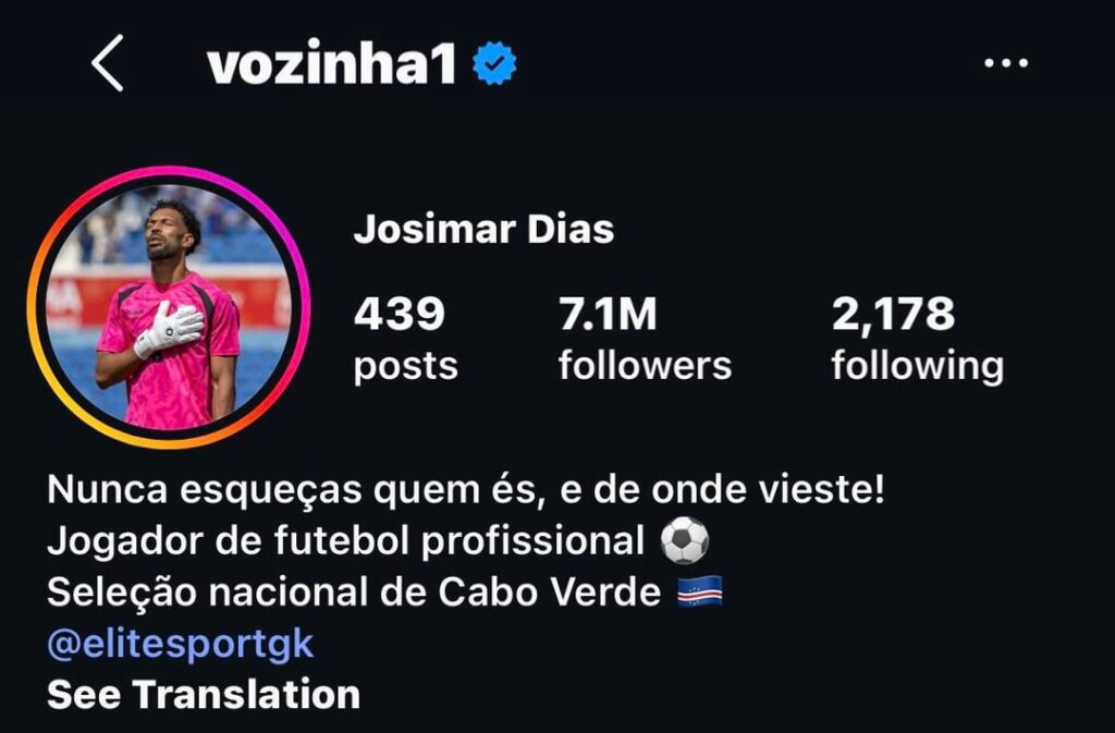 Cape Verde’s 40 yo goalkeeper Vozinha gained 7.1 million followers in just one day after his sensational performance against Spain in their 0–0 draw. He had only 50k followers yesterday