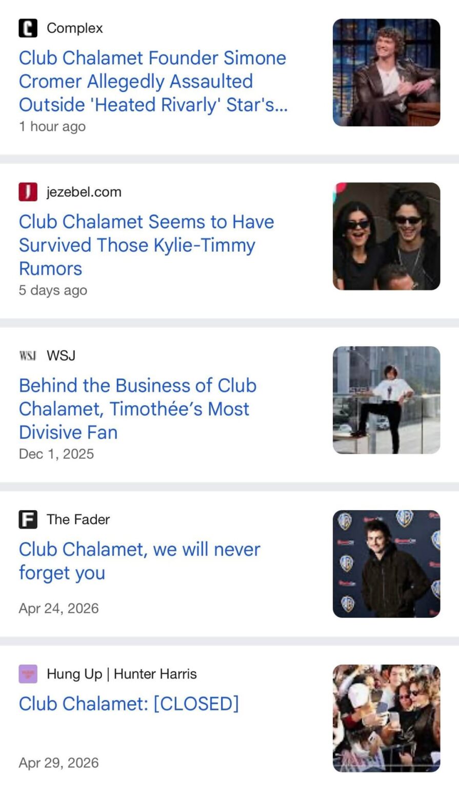 Is ClubChalamet the most famous stan account in history? Has anyone else ever made it to the media this way?