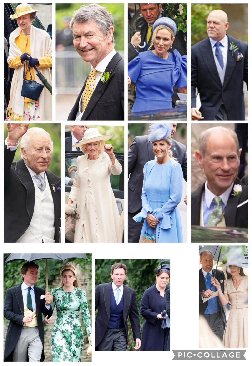 Coordinating couples at the Phillips wedding. Almost all the royal/royal adjacent men color coordinated with their wives.