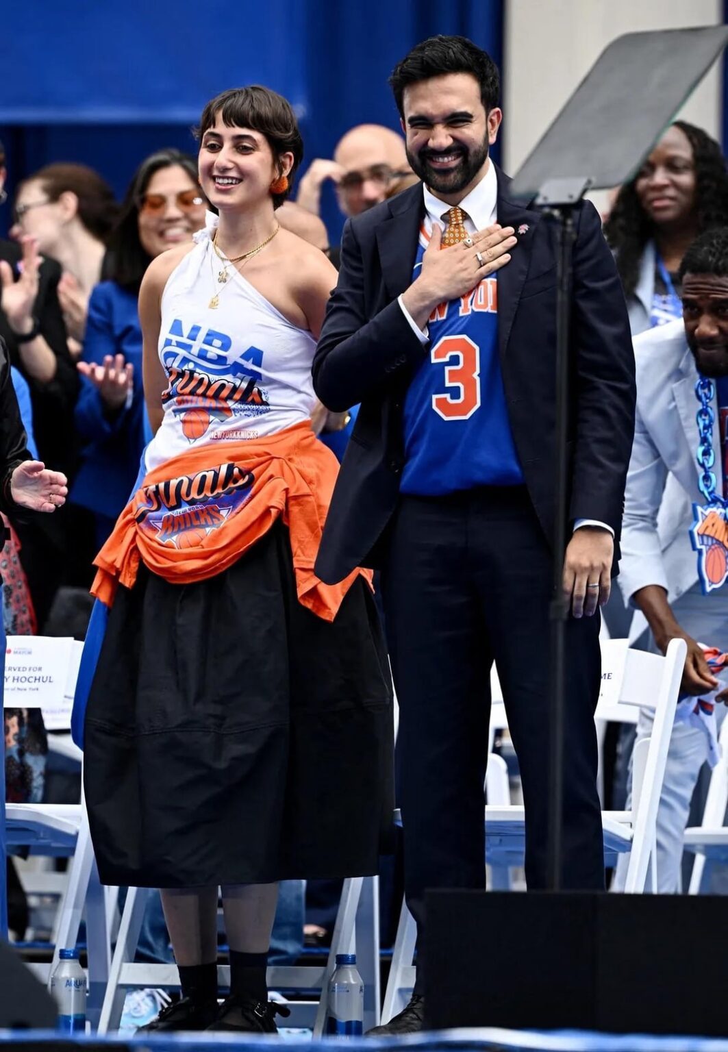 Rama Duwaji at New York City Hall during the Knicks’ Championship Parade