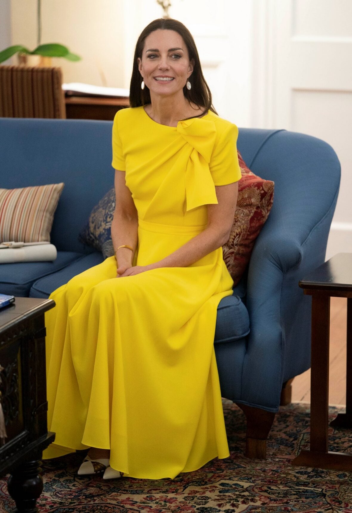 Kate Middleton in yellow Roksanda dress in Jamaica in 2022