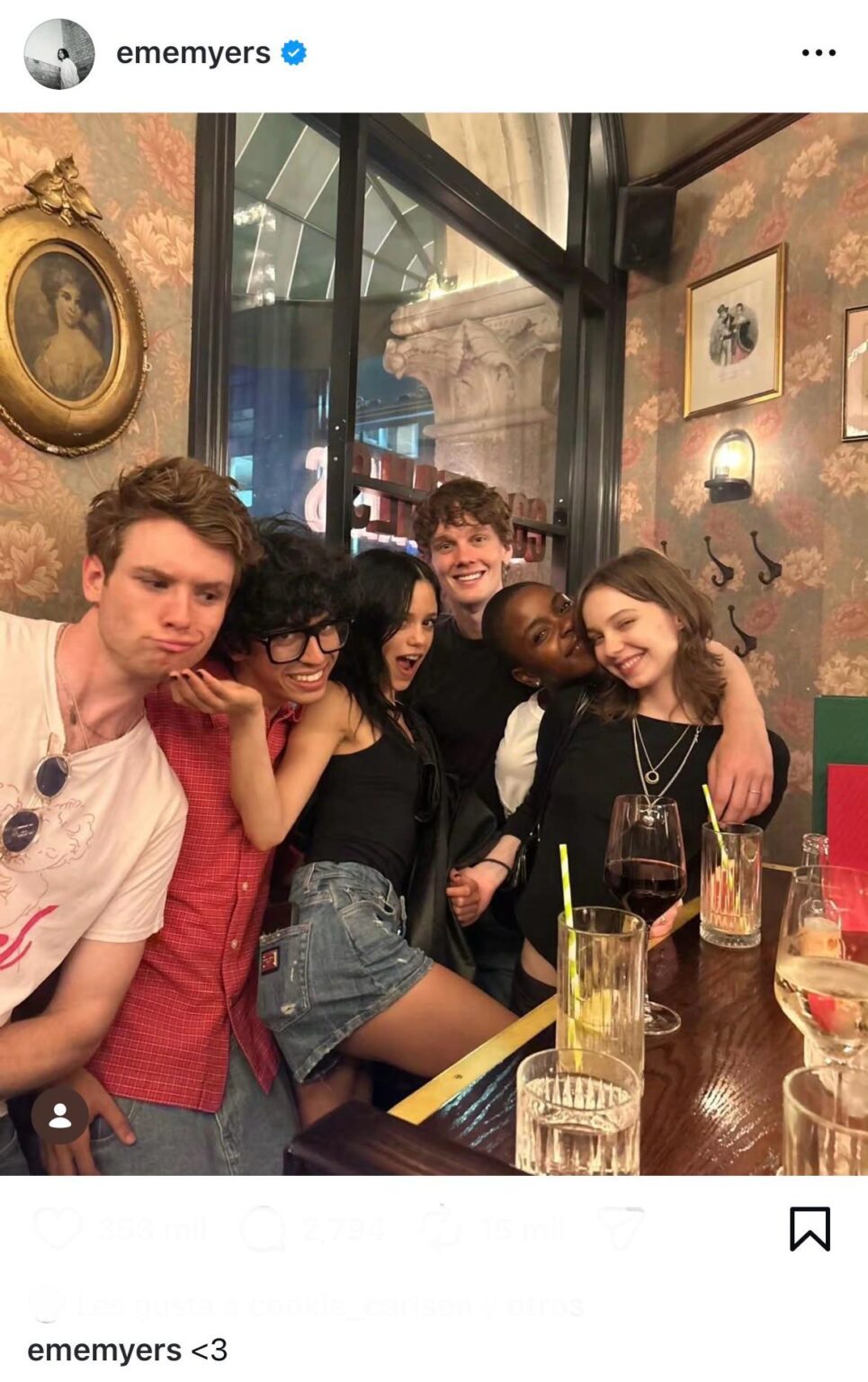 Emma Myers shares picture with the ‘Wednesday’ cast (Jenna Ortega, Joy Sunday, Oscar Morgan, Hunter Doohan and Moosa Mostafa)
